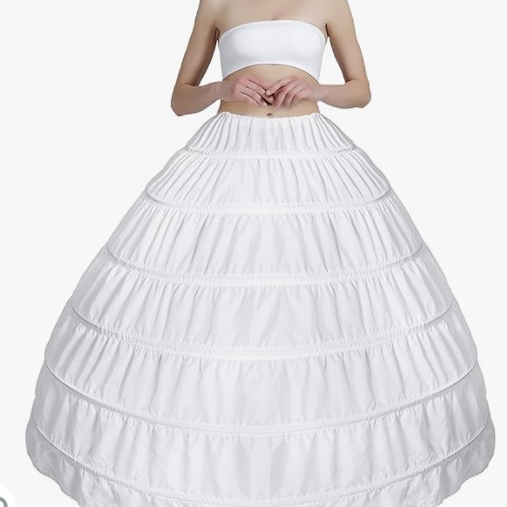 White hoop petticoat with tulle trim attached